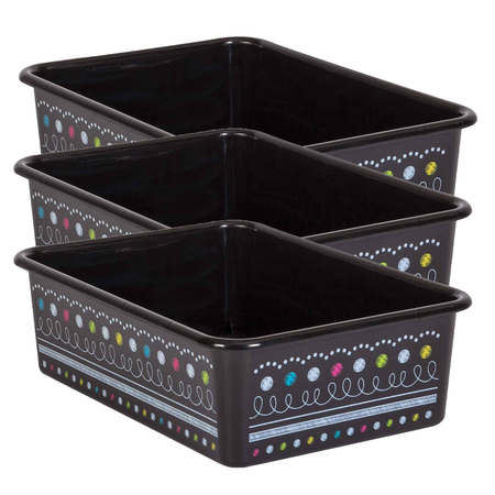 TEACHER CREATED RESOURCES Storage Bin, Plastic, Black/Multi, 3 PK TCR20901